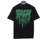 Chrome Heart Melt Print Sanskrit Embroidered Short Sleeve Black