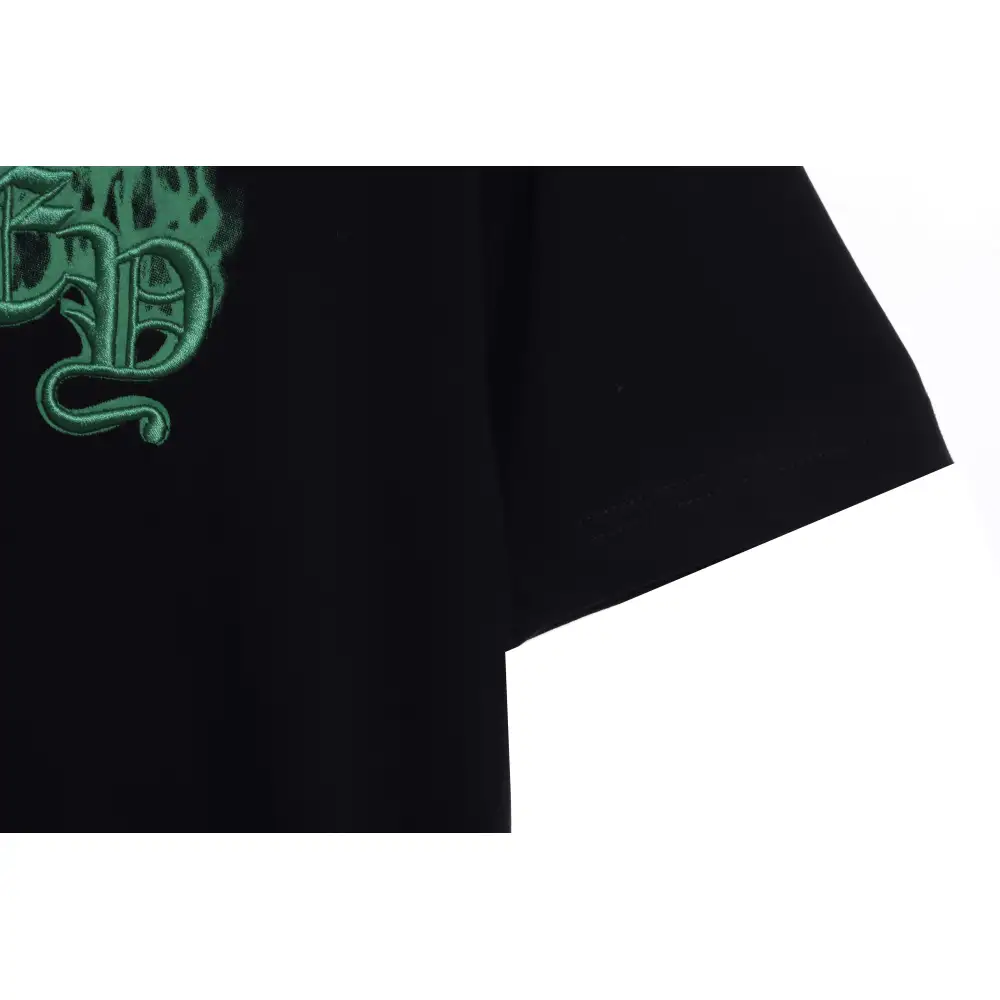 Chrome Heart Melt Print Sanskrit Embroidered Short Sleeve Black