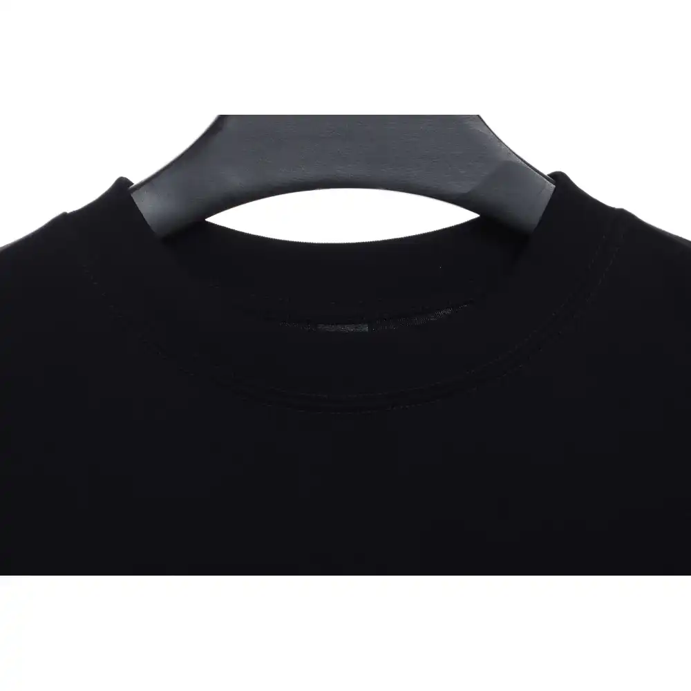 Chrome Heart Melt Print Sanskrit Embroidered Short Sleeve Black