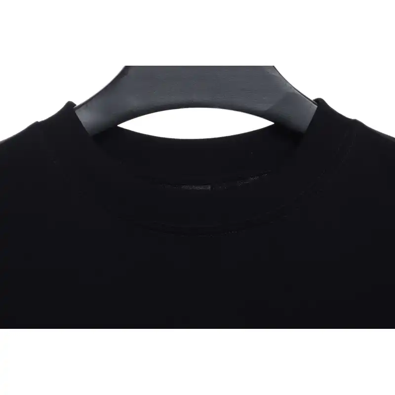Chrome Heart Melt Print Sanskrit Embroidered Short Sleeve Black