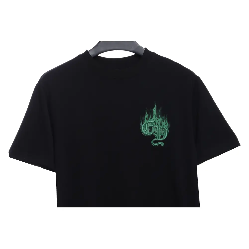 Chrome Heart Melt Print Sanskrit Embroidered Short Sleeve Black
