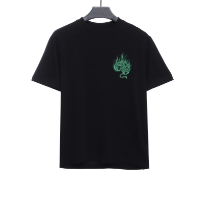 Chrome Heart Melt Print Sanskrit Embroidered Short Sleeve Black 01