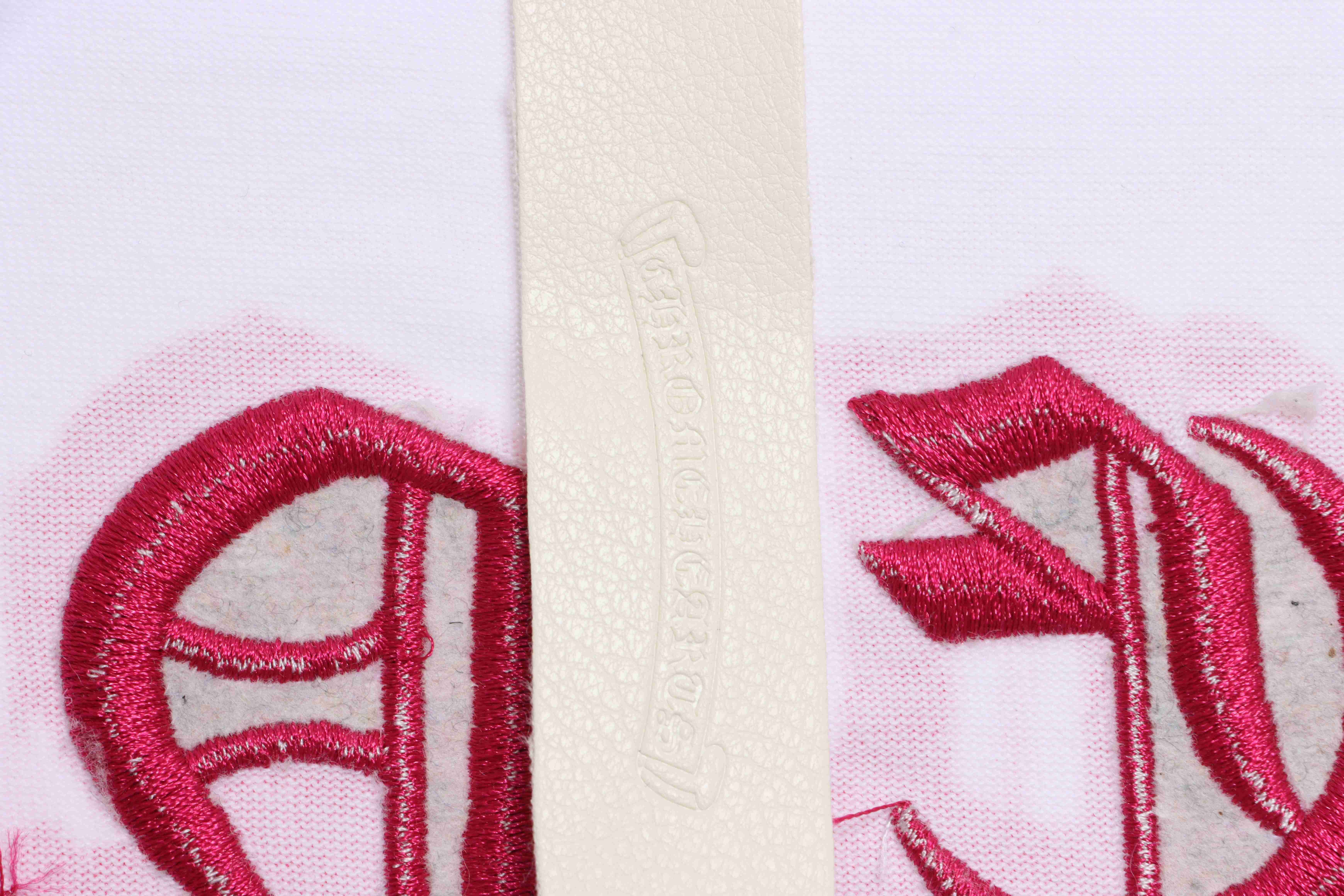 Chrome Heart Melt Print Sanskrit Embroidery Short Sleeve White