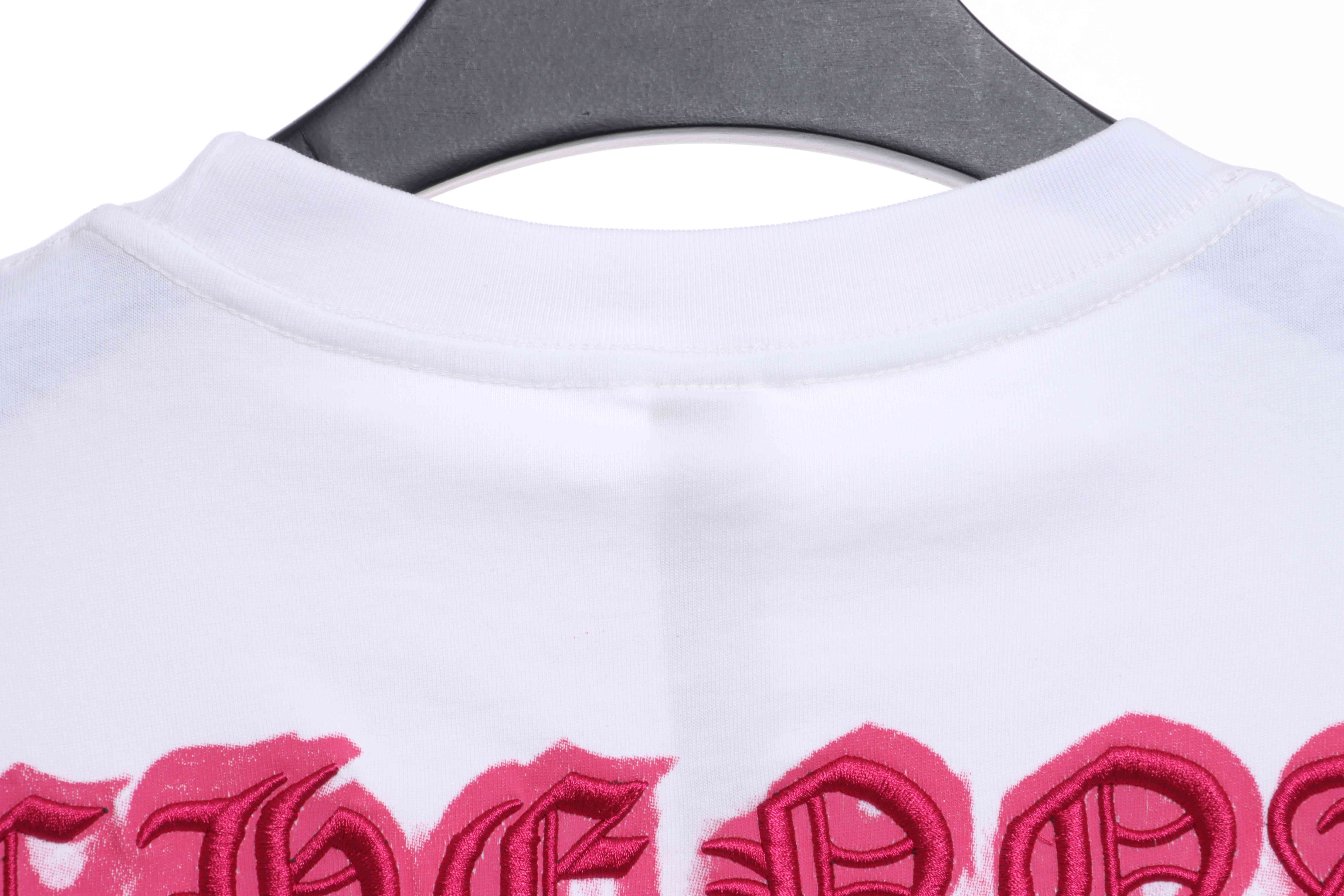 Chrome Heart Melt Print Sanskrit Embroidery Short Sleeve White