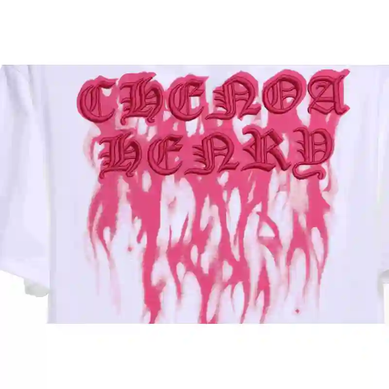 Chrome Heart Melt Print Sanskrit Embroidery Short Sleeve White