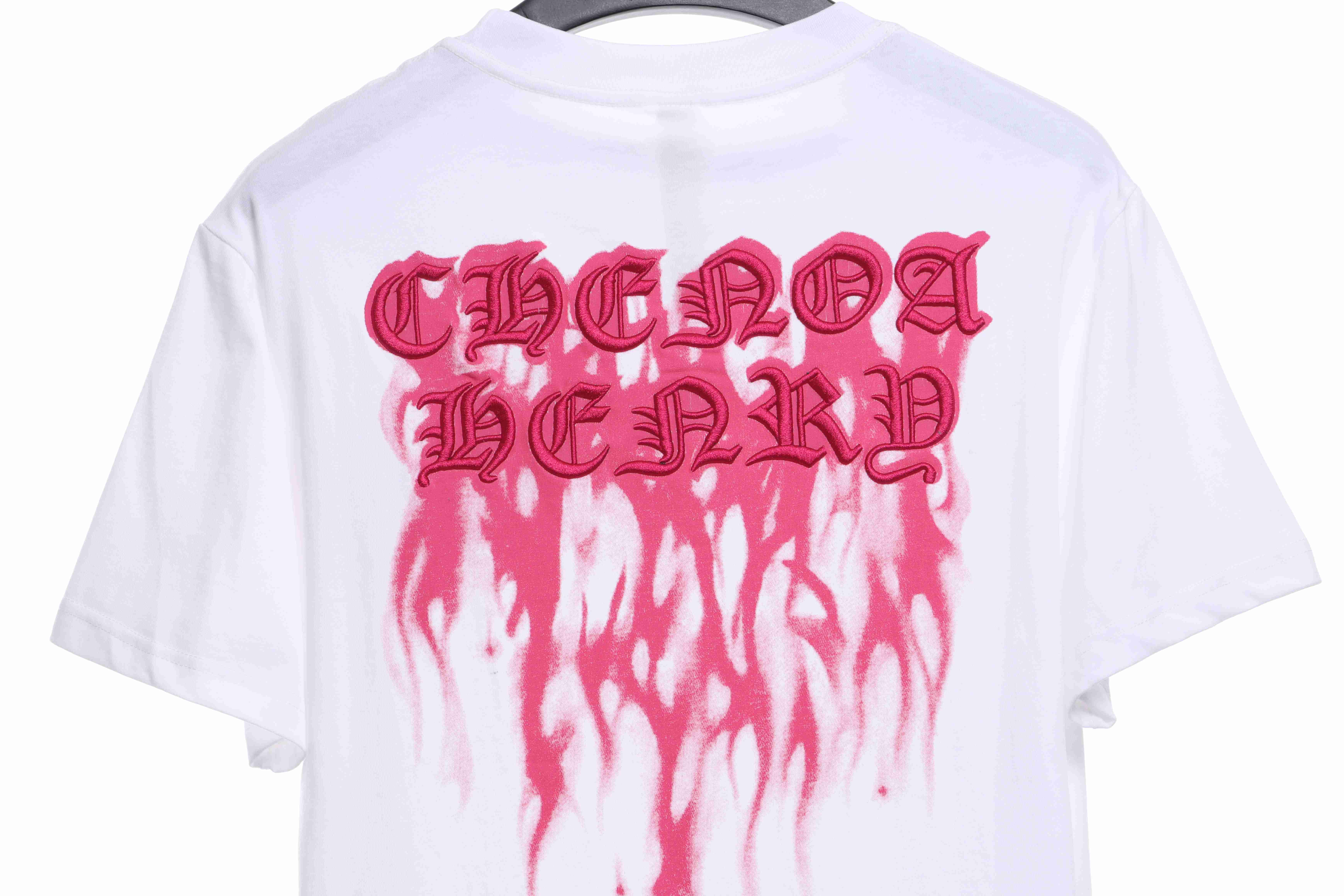 Chrome Heart Melt Print Sanskrit Embroidery Short Sleeve White