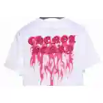 Chrome Heart Melt Print Sanskrit Embroidery Short Sleeve White