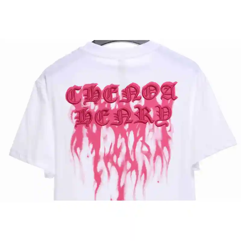 Chrome Heart Melt Print Sanskrit Embroidery Short Sleeve White
