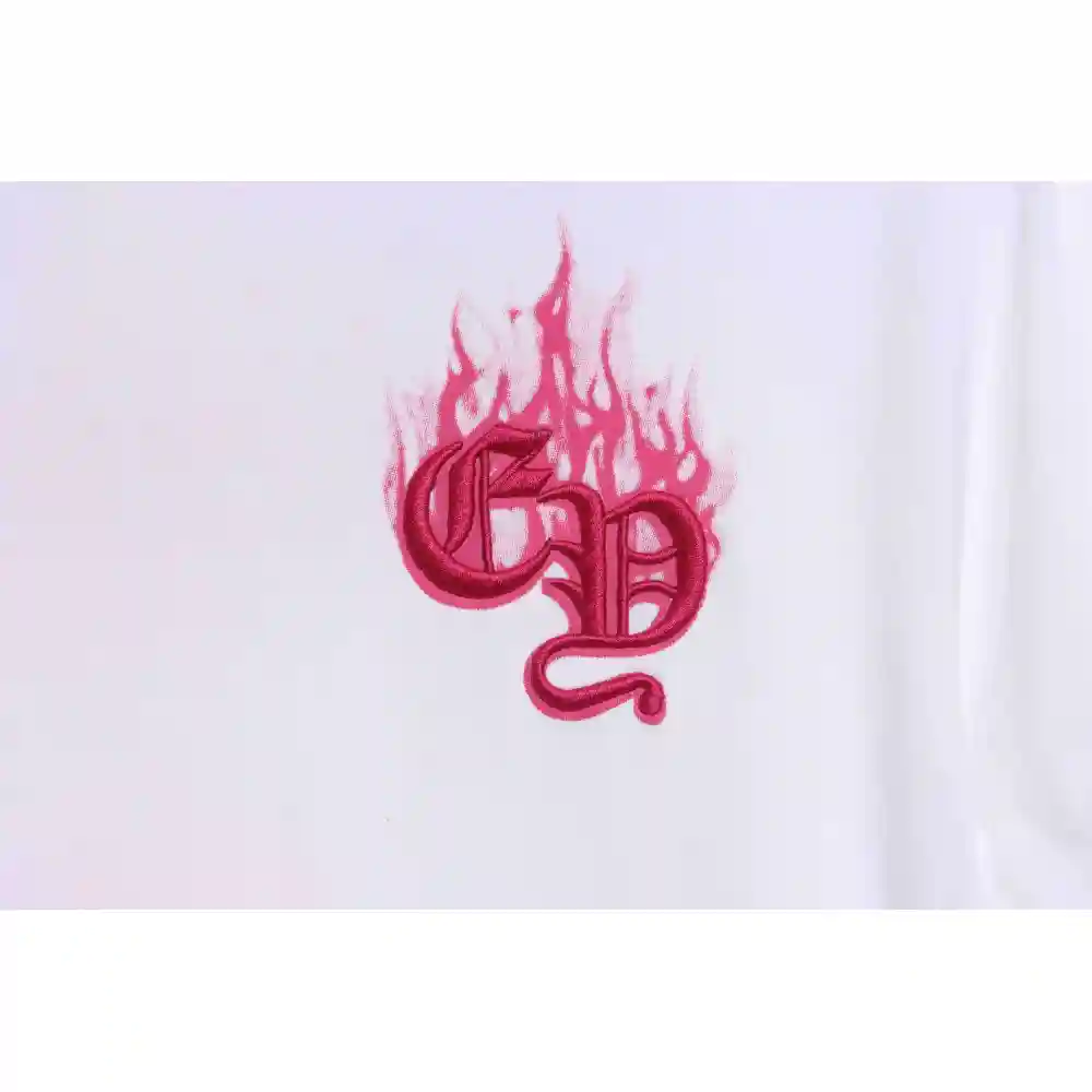 Chrome Heart Melt Print Sanskrit Embroidery Short Sleeve White
