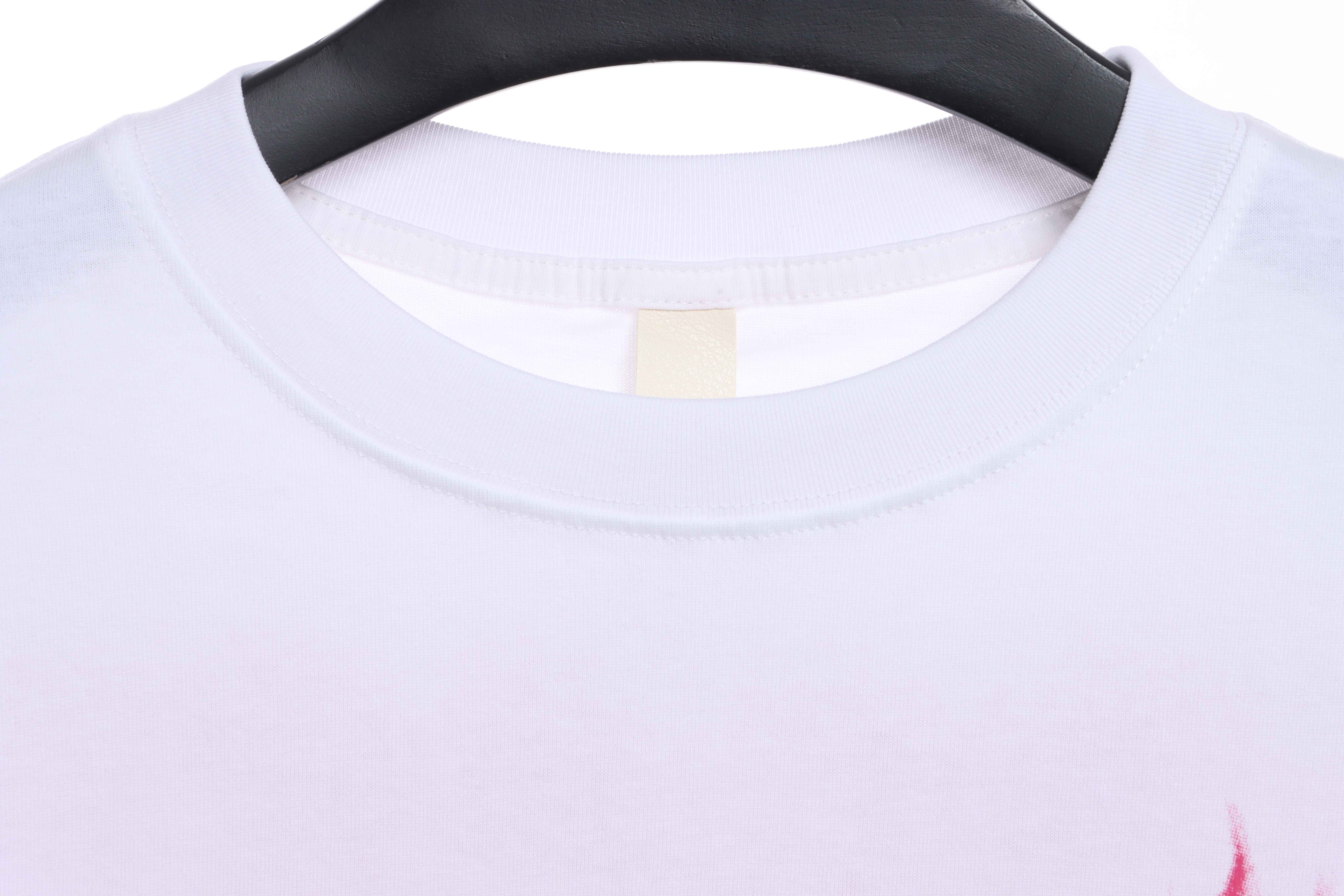 Chrome Heart Melt Print Sanskrit Embroidery Short Sleeve White