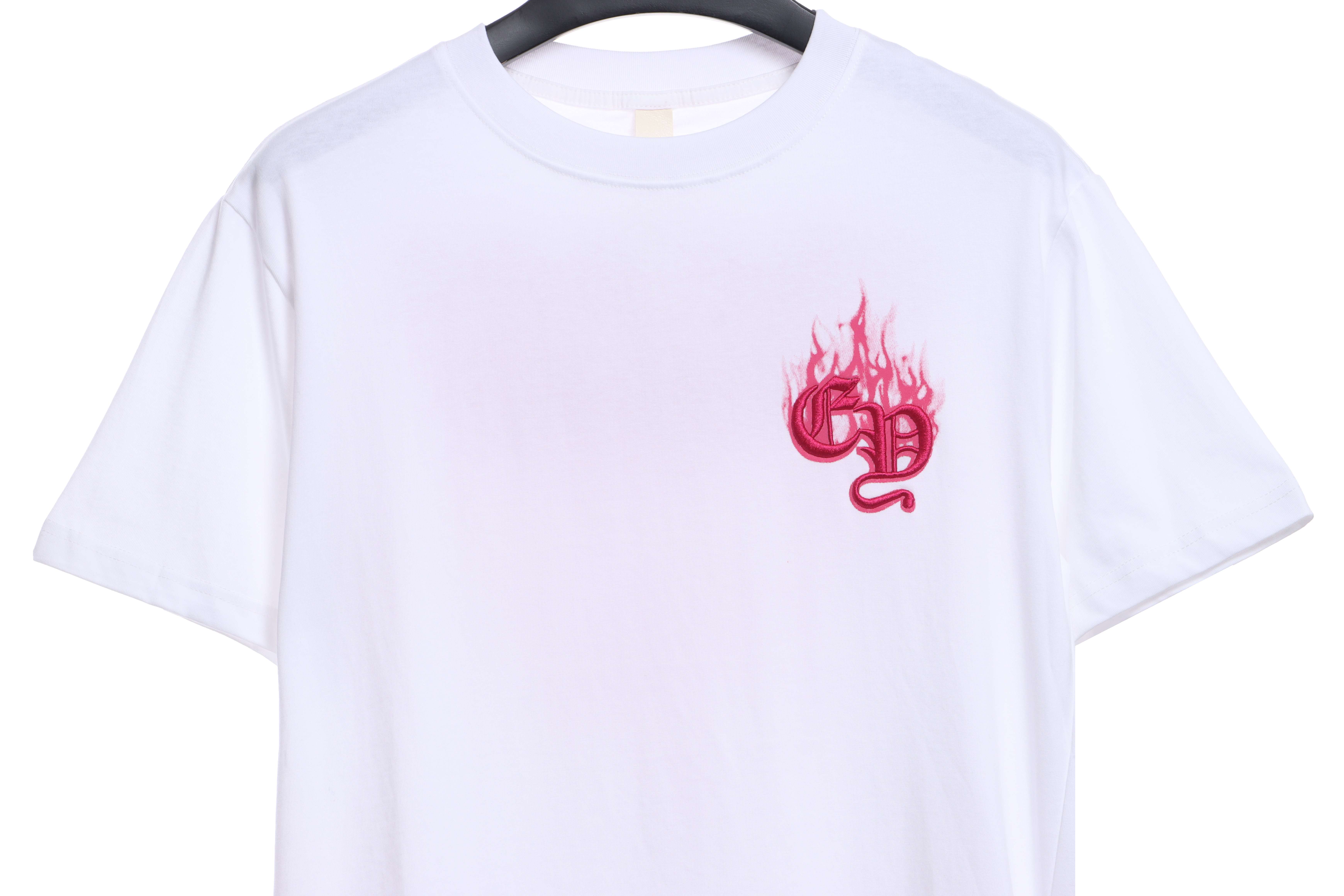 Chrome Heart Melt Print Sanskrit Embroidery Short Sleeve White