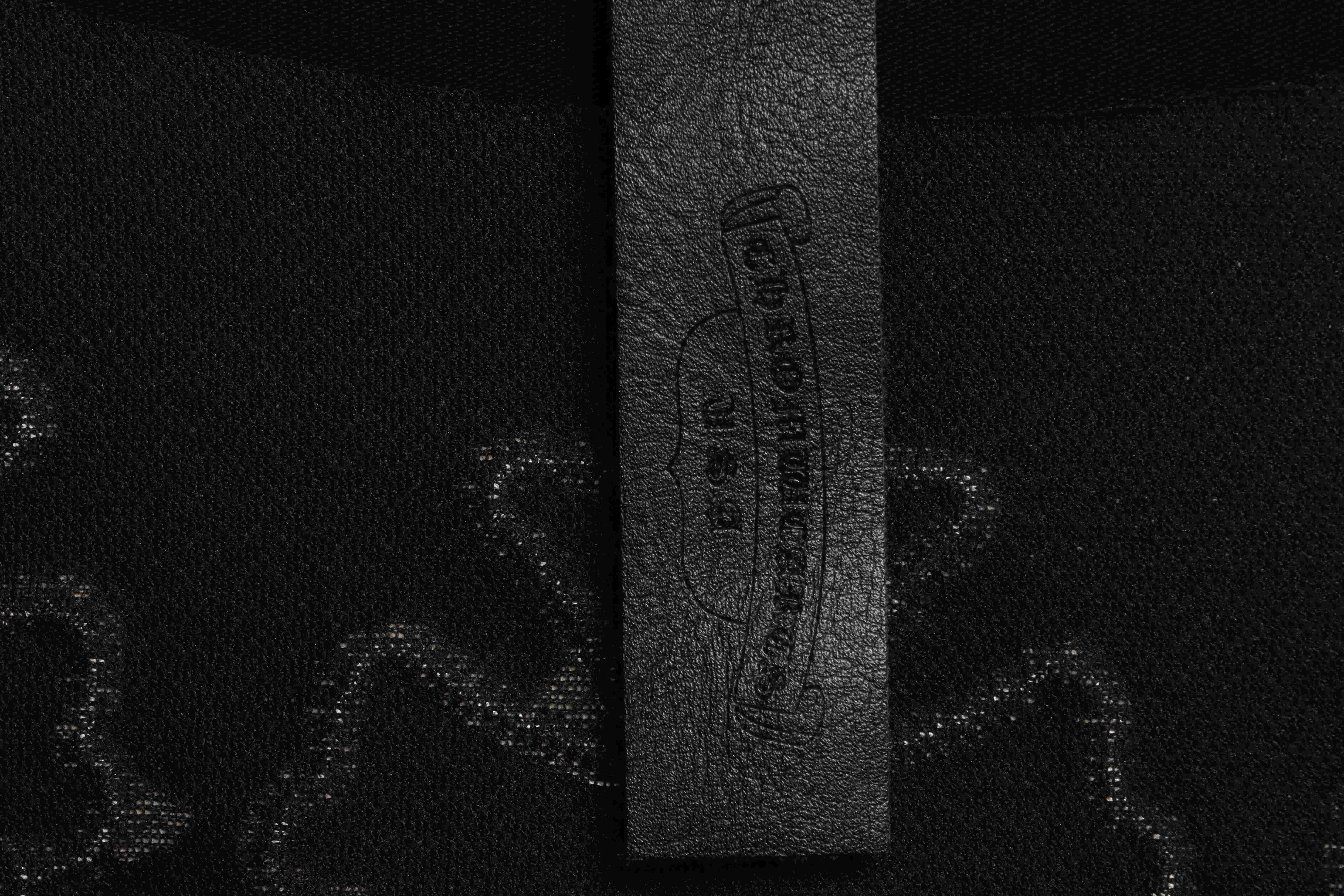 Chrome Heart Neckline Cross Rhinestone Short Sleeves Black