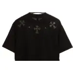 Chrome Heart Neckline Cross Rhinestone Short Sleeves Black