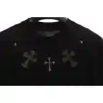 Chrome Heart Neckline Cross Rhinestone Short Sleeves Black