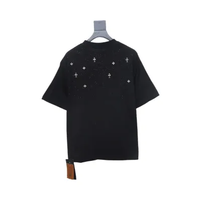 Chrome Hearts 2024ss new metal cross star diamond couple casual short-sleeved T-shirt black 01