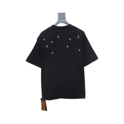 Chrome Hearts 2024ss new metal cross star diamond couple casual T-shirt black 01