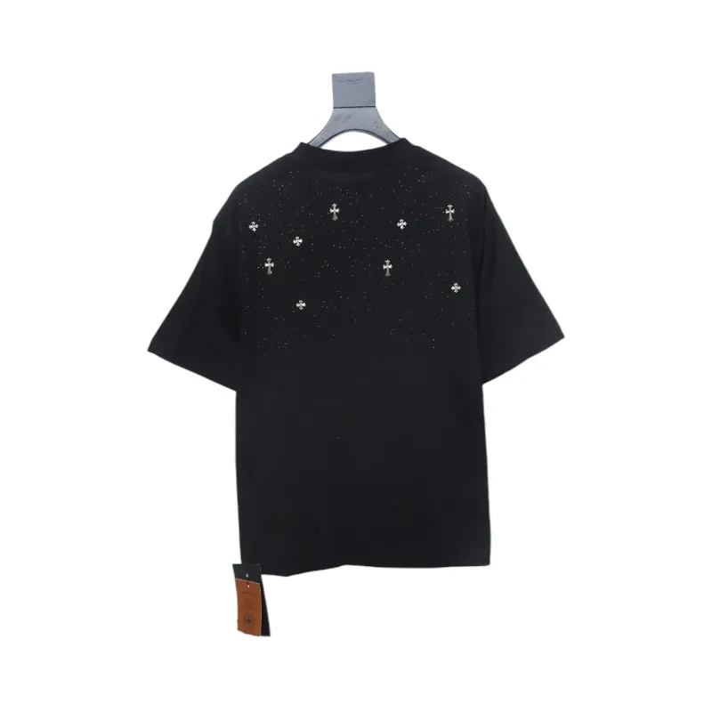Chrome Hearts 2024ss new metal cross star diamond couple casual short-sleeved T-shirt black