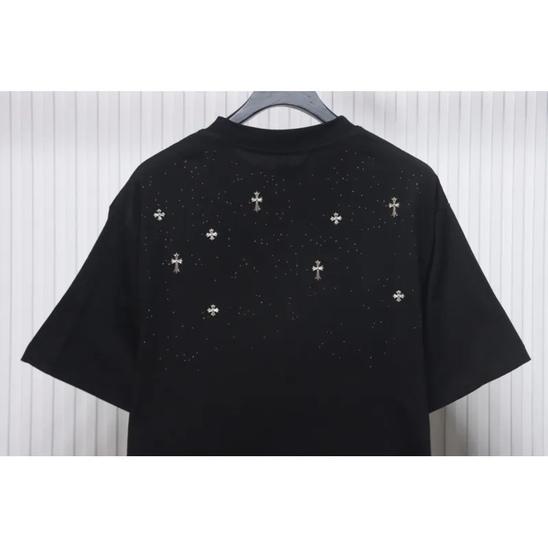 Chrome Hearts 2024ss new metal cross star diamond couple casual short-sleeved T-shirt black