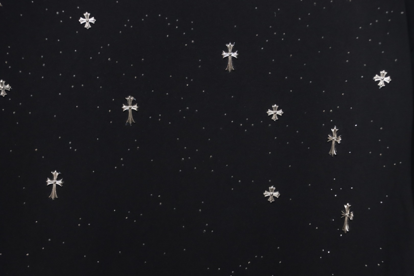 Chrome Hearts 2024ss new metal cross star diamond couple casual T-shirt black