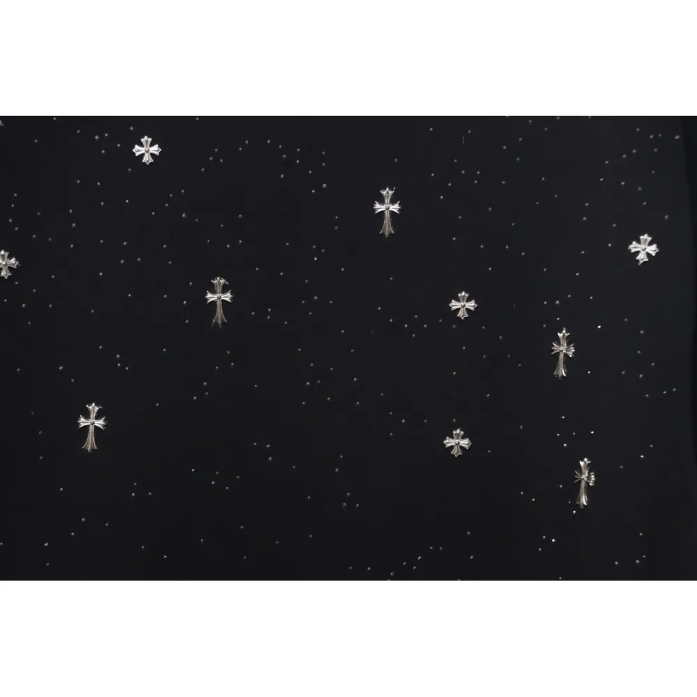 Chrome Hearts 2024ss new metal cross star diamond couple casual short-sleeved T-shirt black