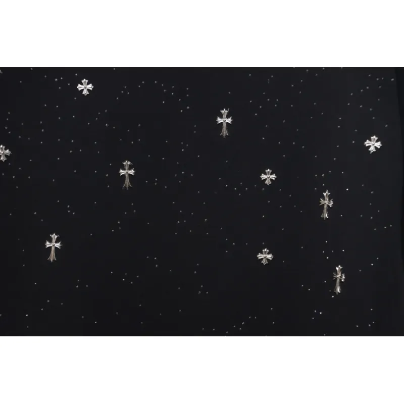 Chrome Hearts 2024ss new metal cross star diamond couple casual short-sleeved T-shirt black