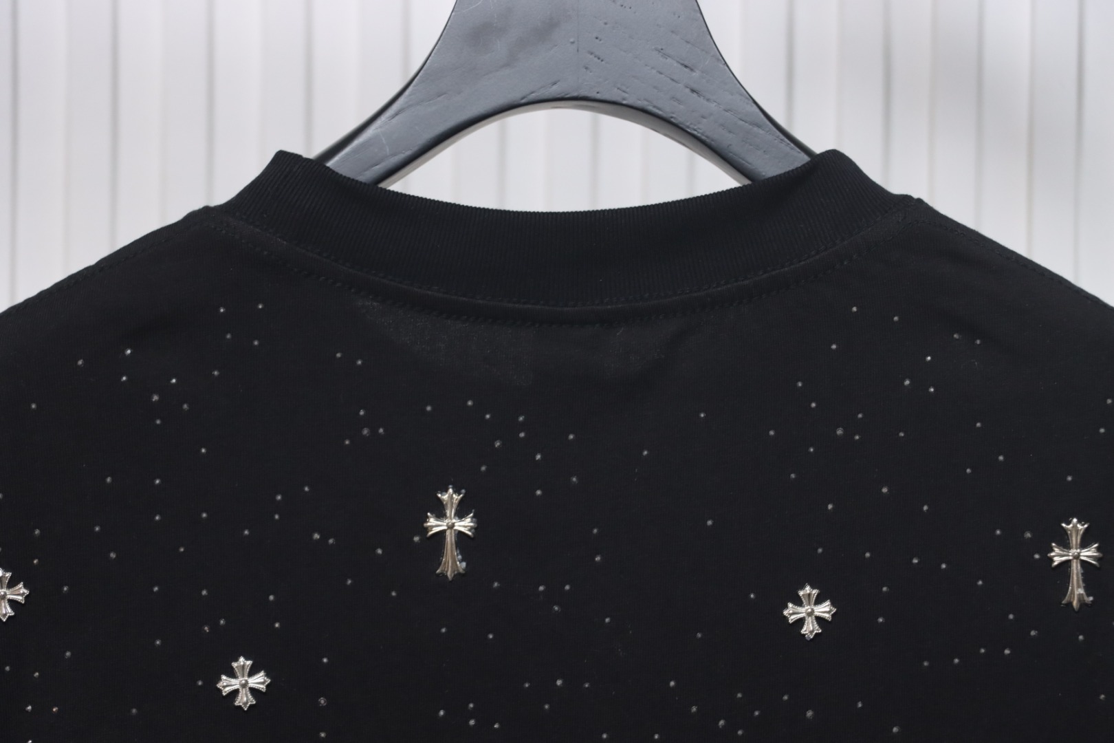 Chrome Hearts 2024ss new metal cross star diamond couple casual T-shirt black
