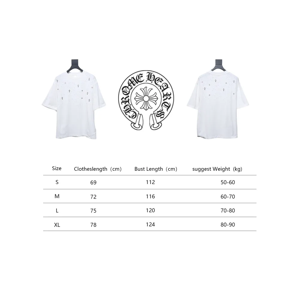 Chrome Hearts 2024ss new metal cross star diamond couple casual short-sleeved T-shirt White