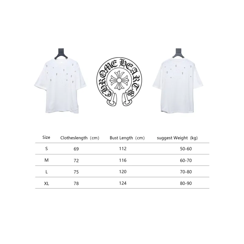 Chrome Hearts 2024ss new metal cross star diamond couple casual short-sleeved T-shirt White
