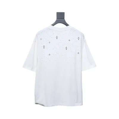 Chrome Hearts 2024ss new metal cross star diamond couple casual short-sleeved T-shirt White 02