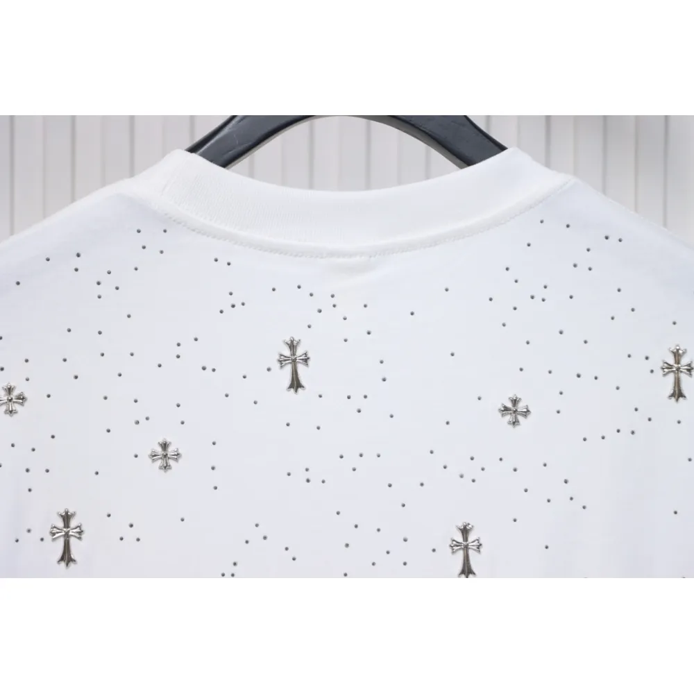 Chrome Hearts 2024ss new metal cross star diamond couple casual short-sleeved T-shirt White