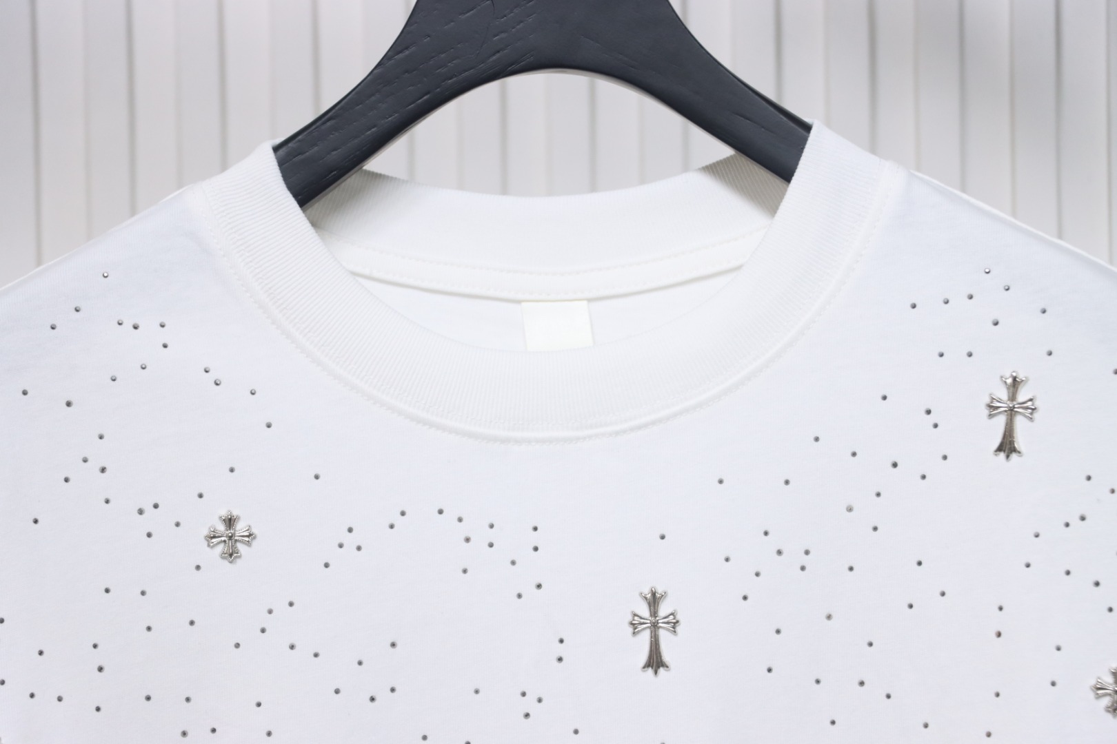 Chrome Hearts 2024ss new metal cross star diamond couple casual T-shirt White