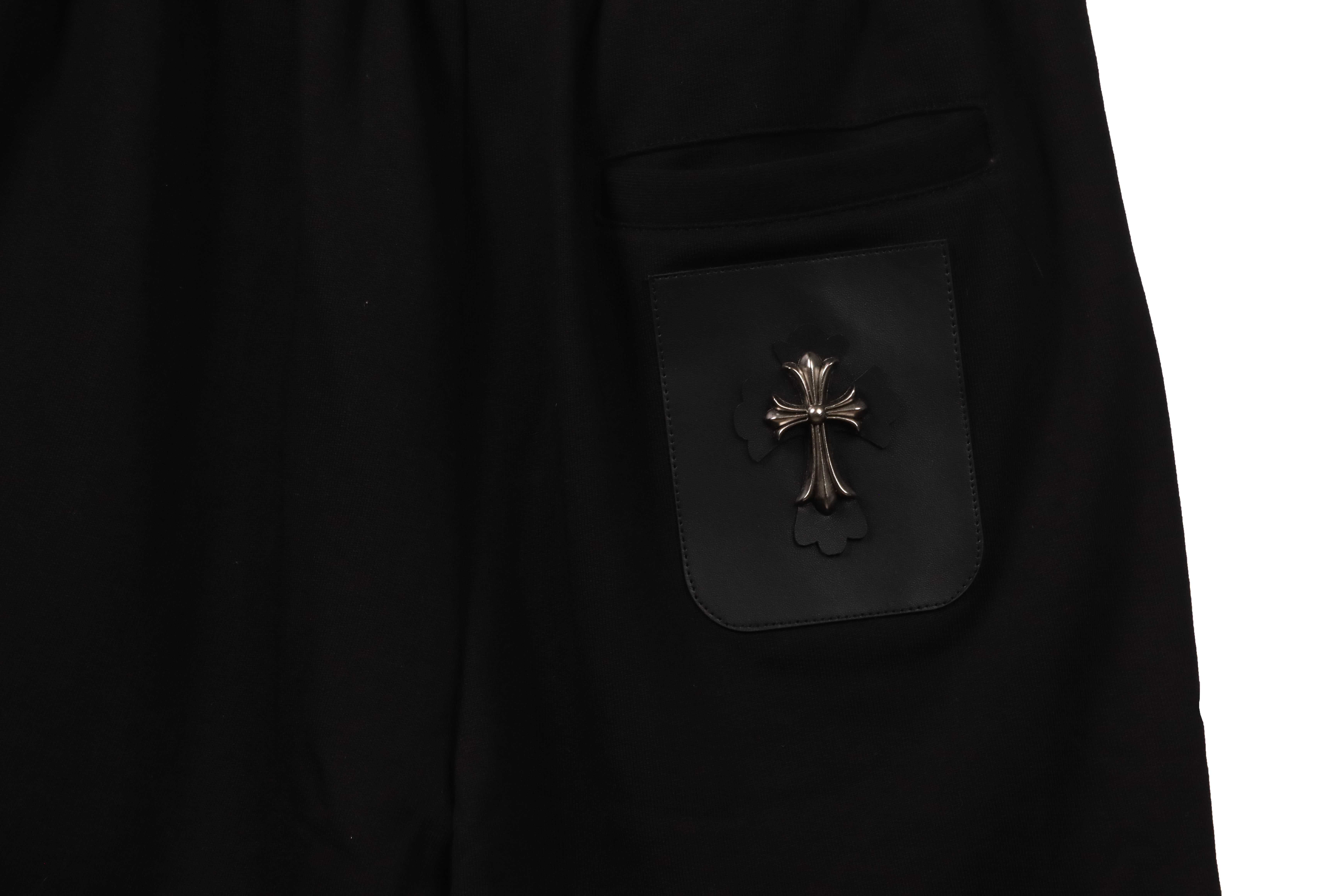 Chrome Hearts Back Pocket Leather Label Silver Shorts Black