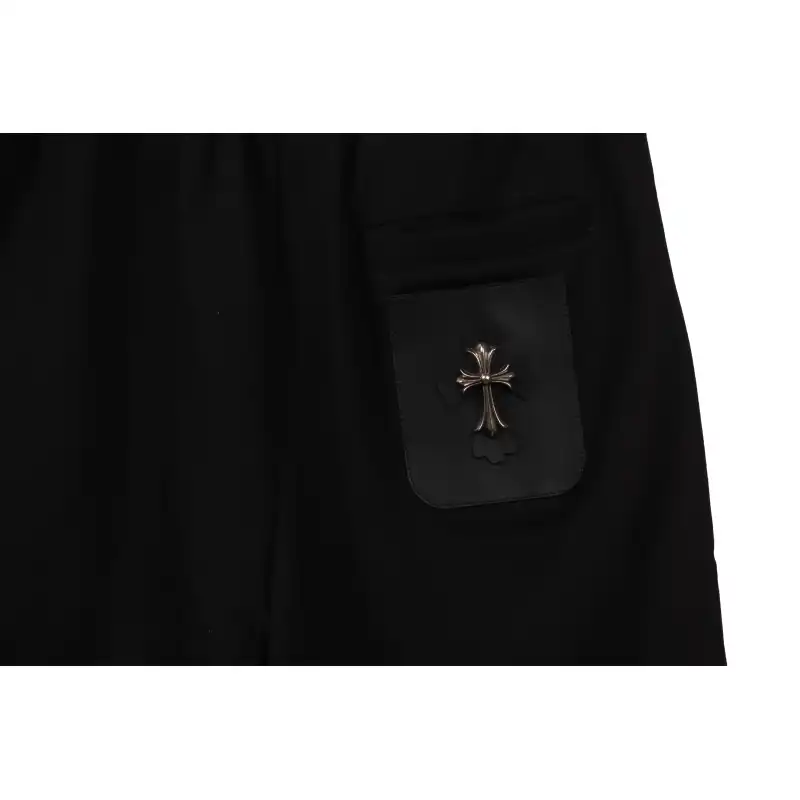 Chrome Hearts Back Pocket Leather Label Silver Shorts Black