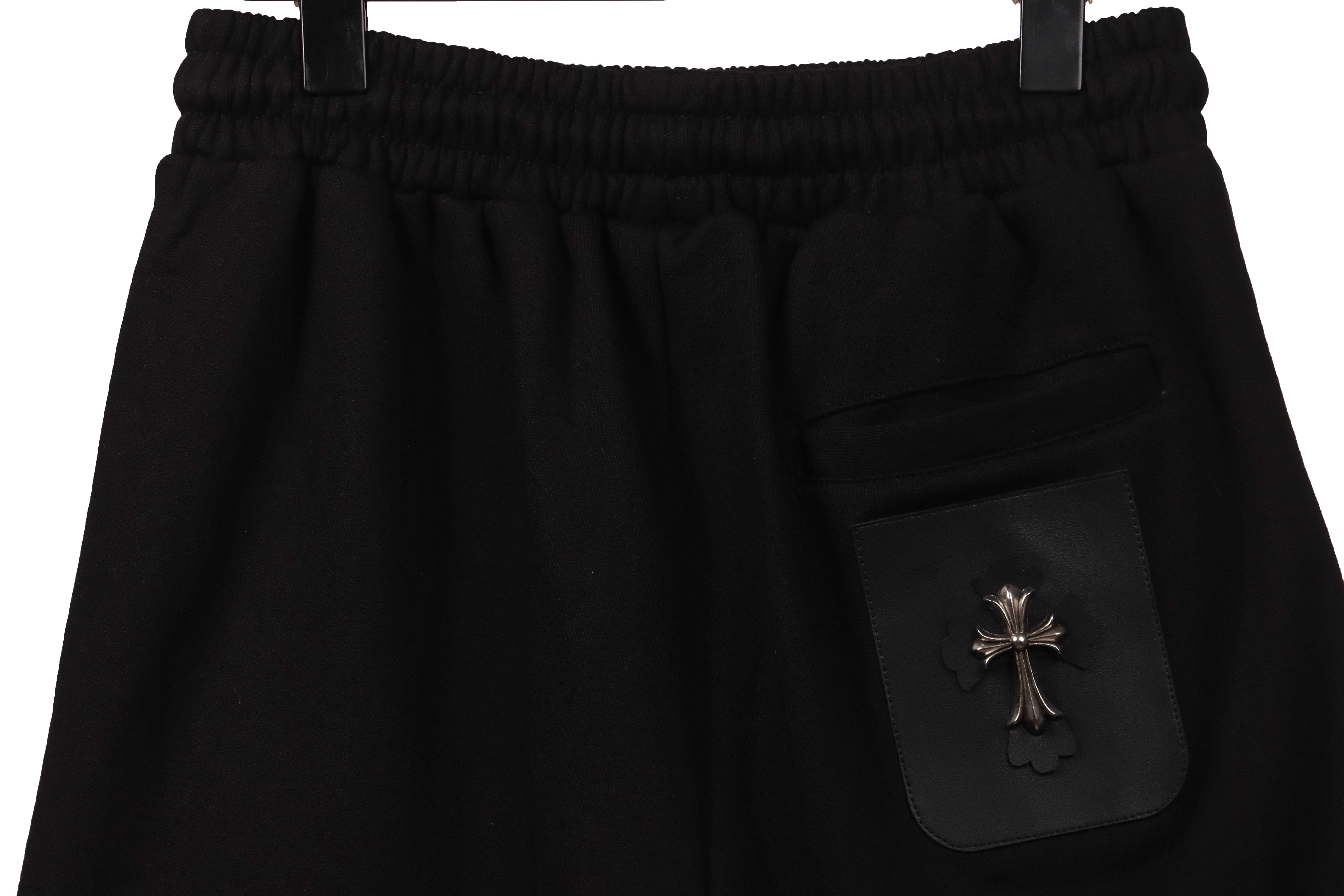 Chrome Hearts Back Pocket Leather Label Silver Shorts Black