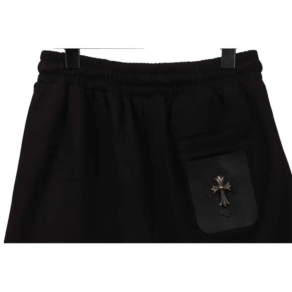 Chrome Hearts Back Pocket Leather Label Silver Shorts Black