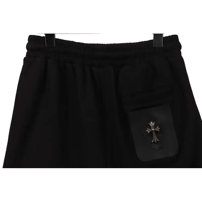 Chrome Hearts Back Pocket Leather Label Silver Shorts Black