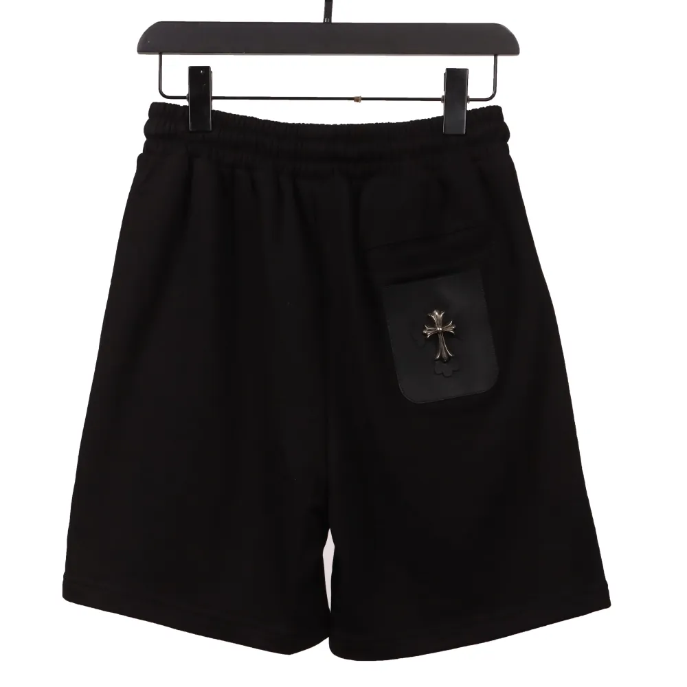 Chrome Hearts Back Pocket Leather Label Silver Shorts Black
