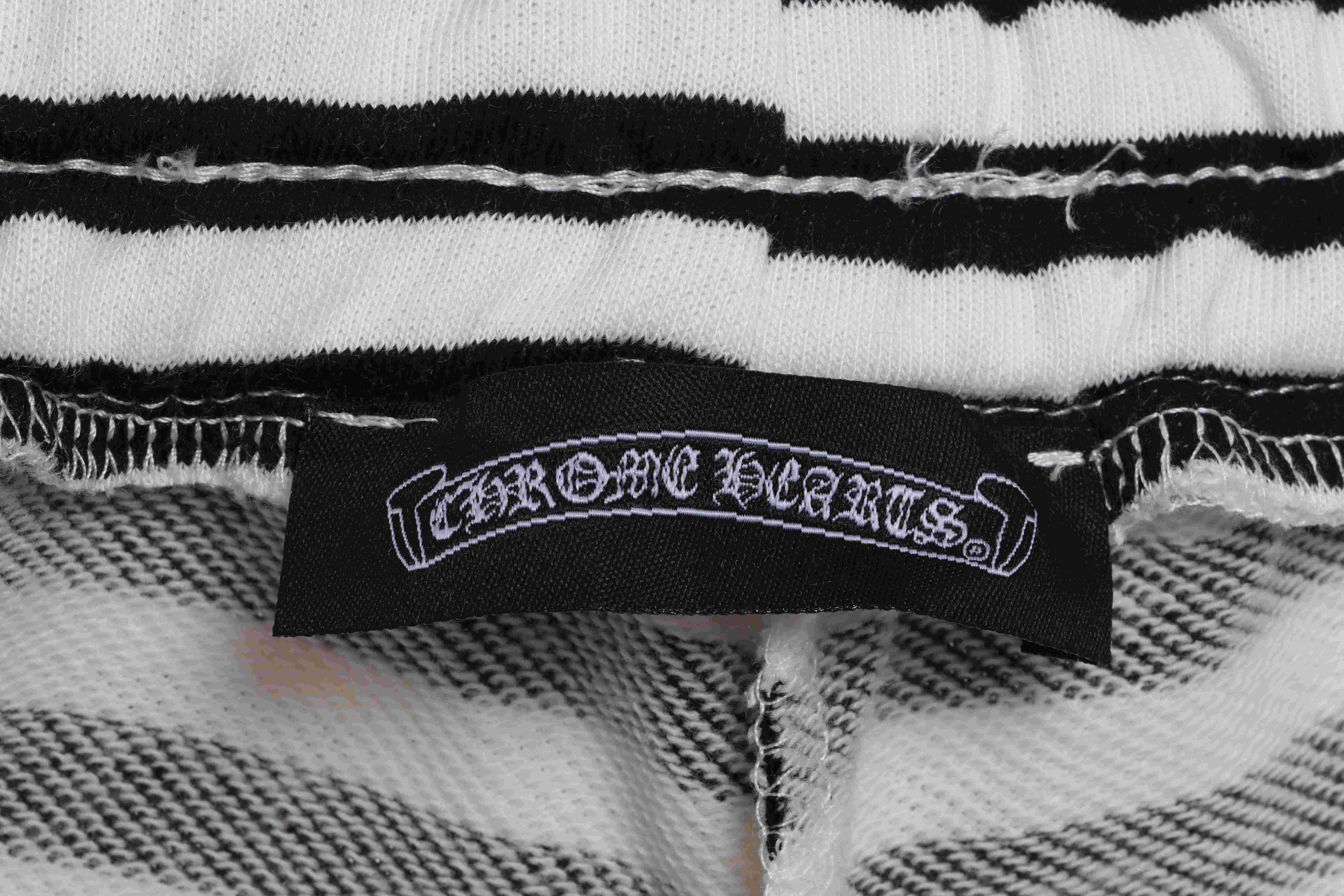 Chrome Hearts black and white striped cross shorts