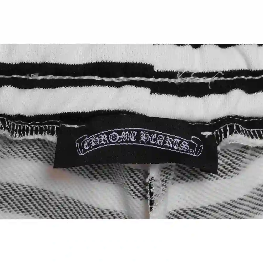Chrome Hearts black and white striped cross shorts