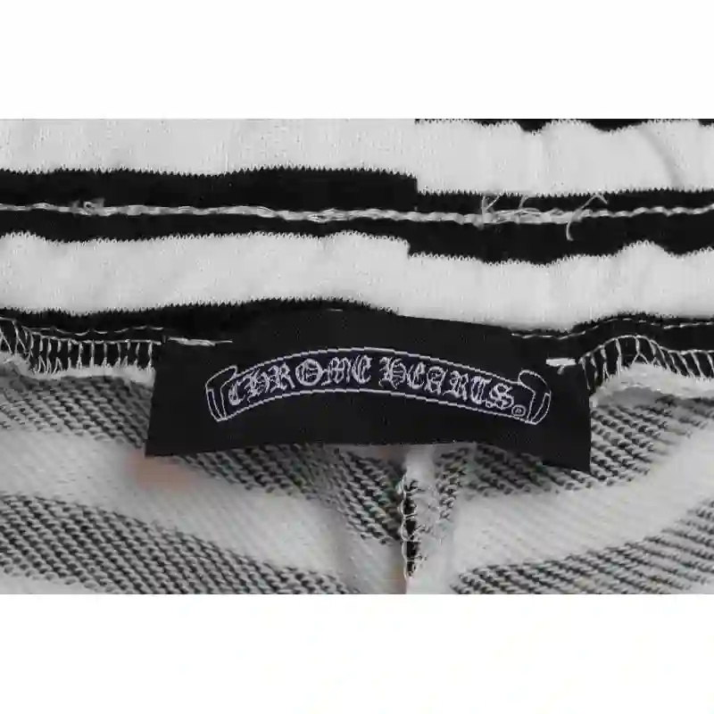 Chrome Hearts black and white striped cross shorts