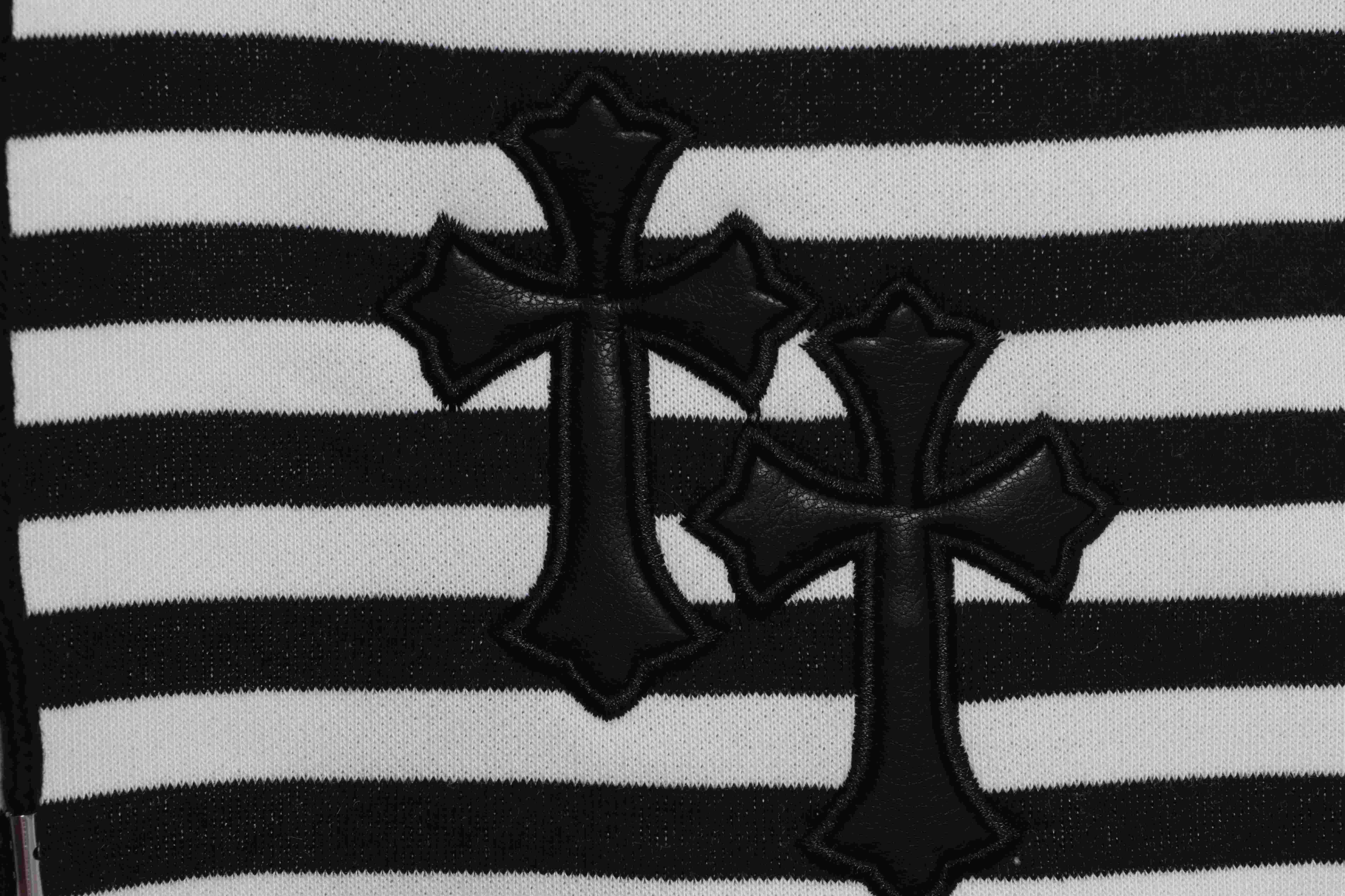 Chrome Hearts black and white striped cross shorts