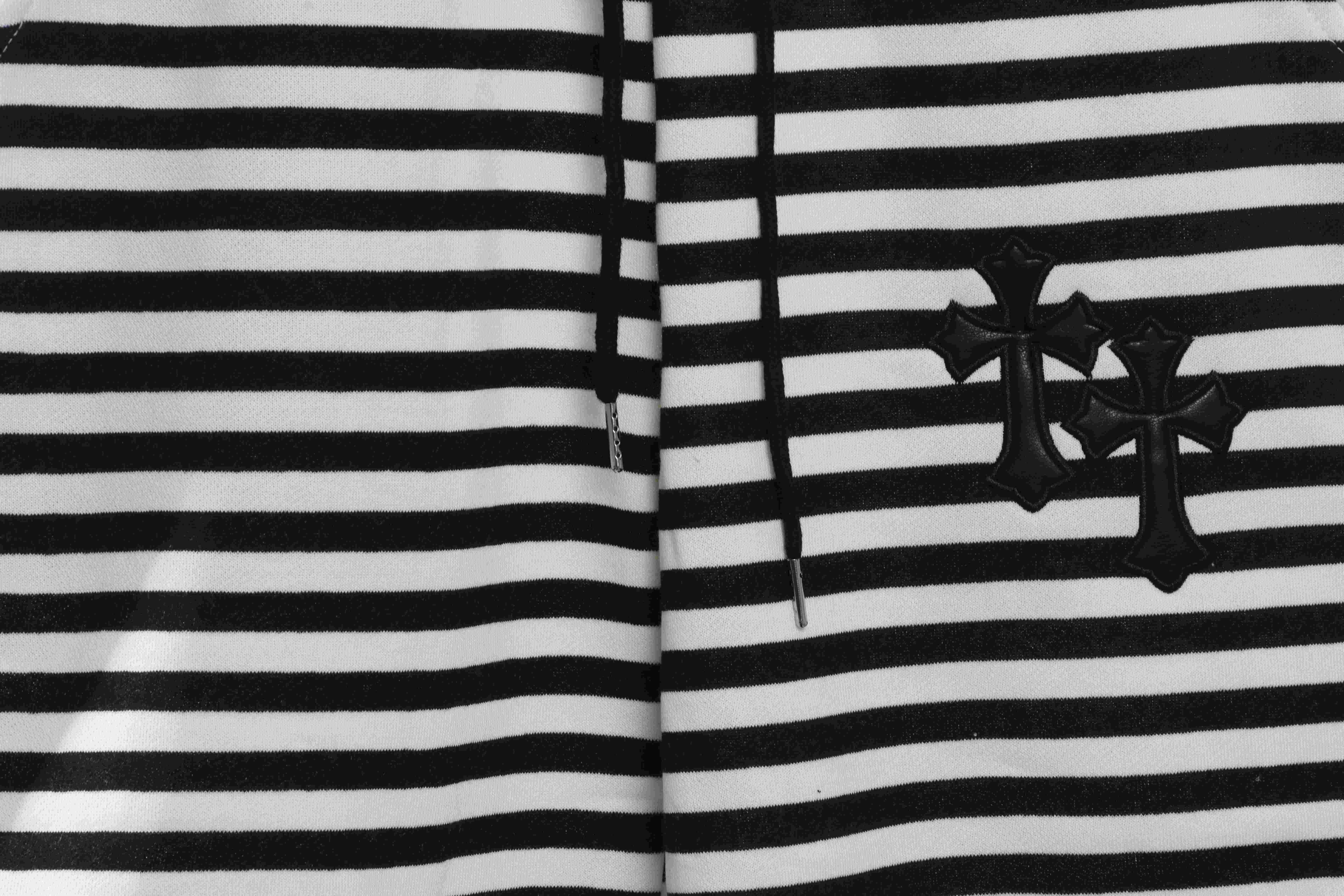 Chrome Hearts black and white striped cross shorts