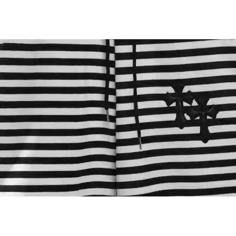 Chrome Hearts black and white striped cross shorts