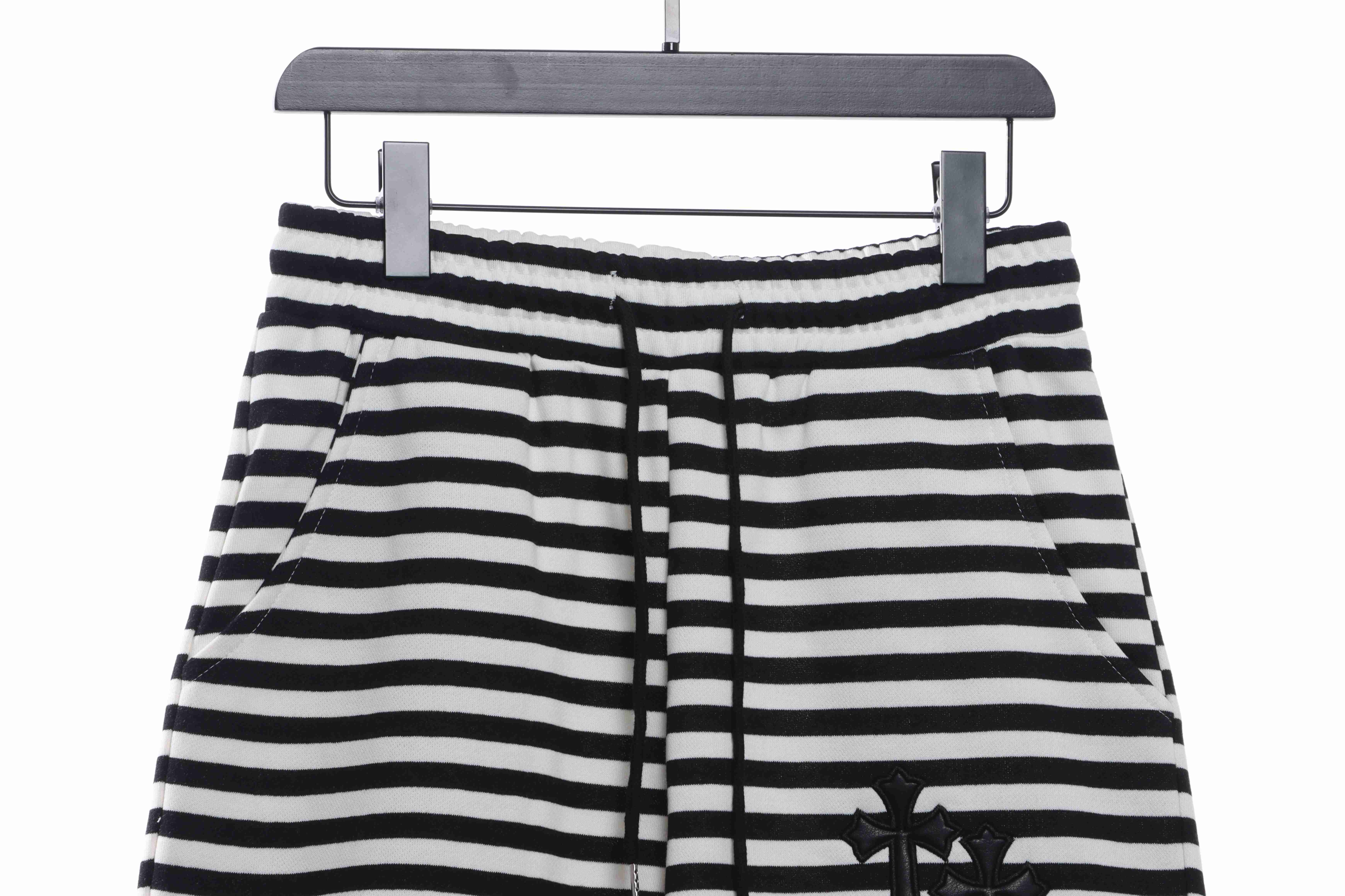 Chrome Hearts black and white striped cross shorts