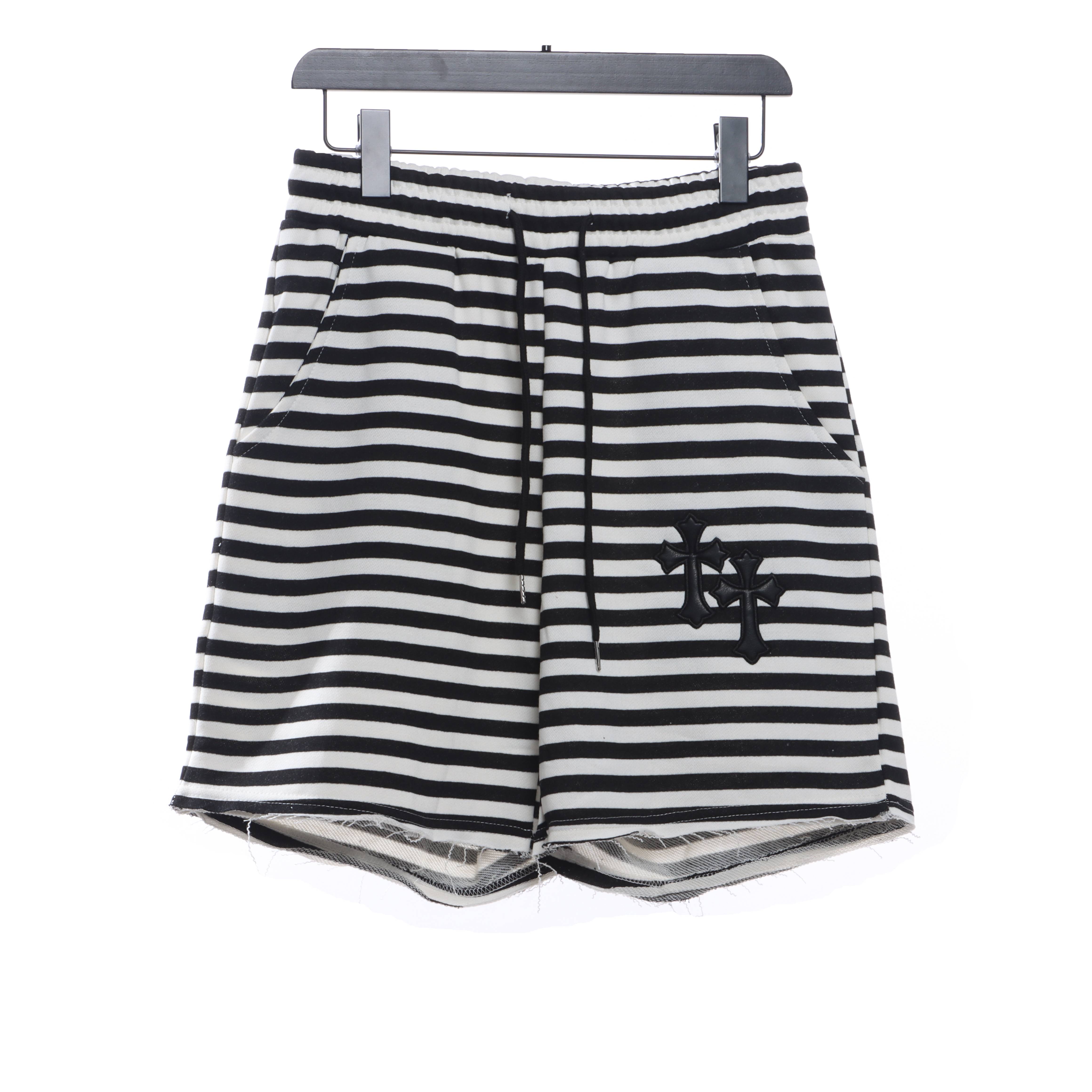 Chrome Hearts black and white striped cross shorts