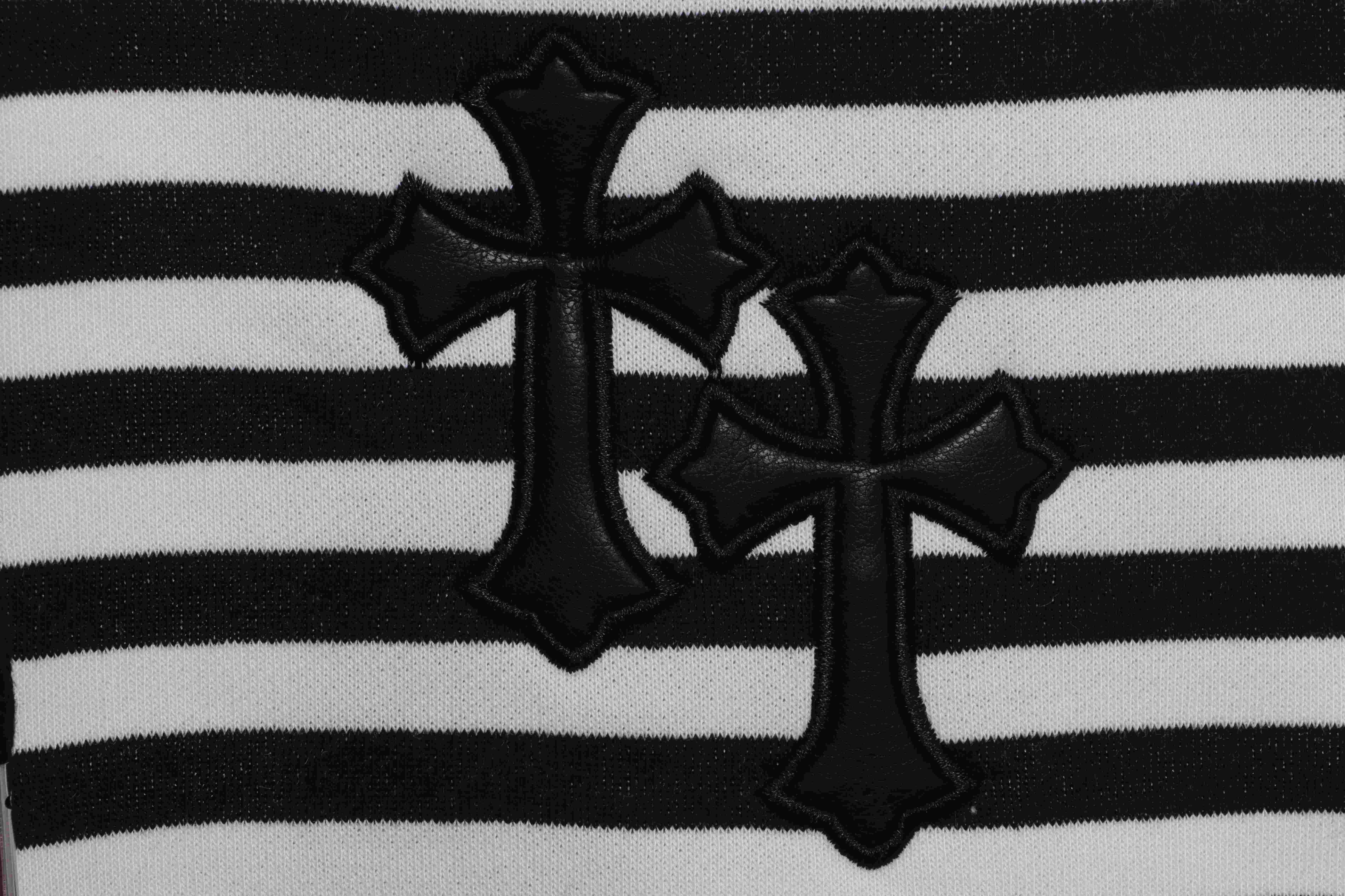 Chrome Hearts black and white striped cross shorts