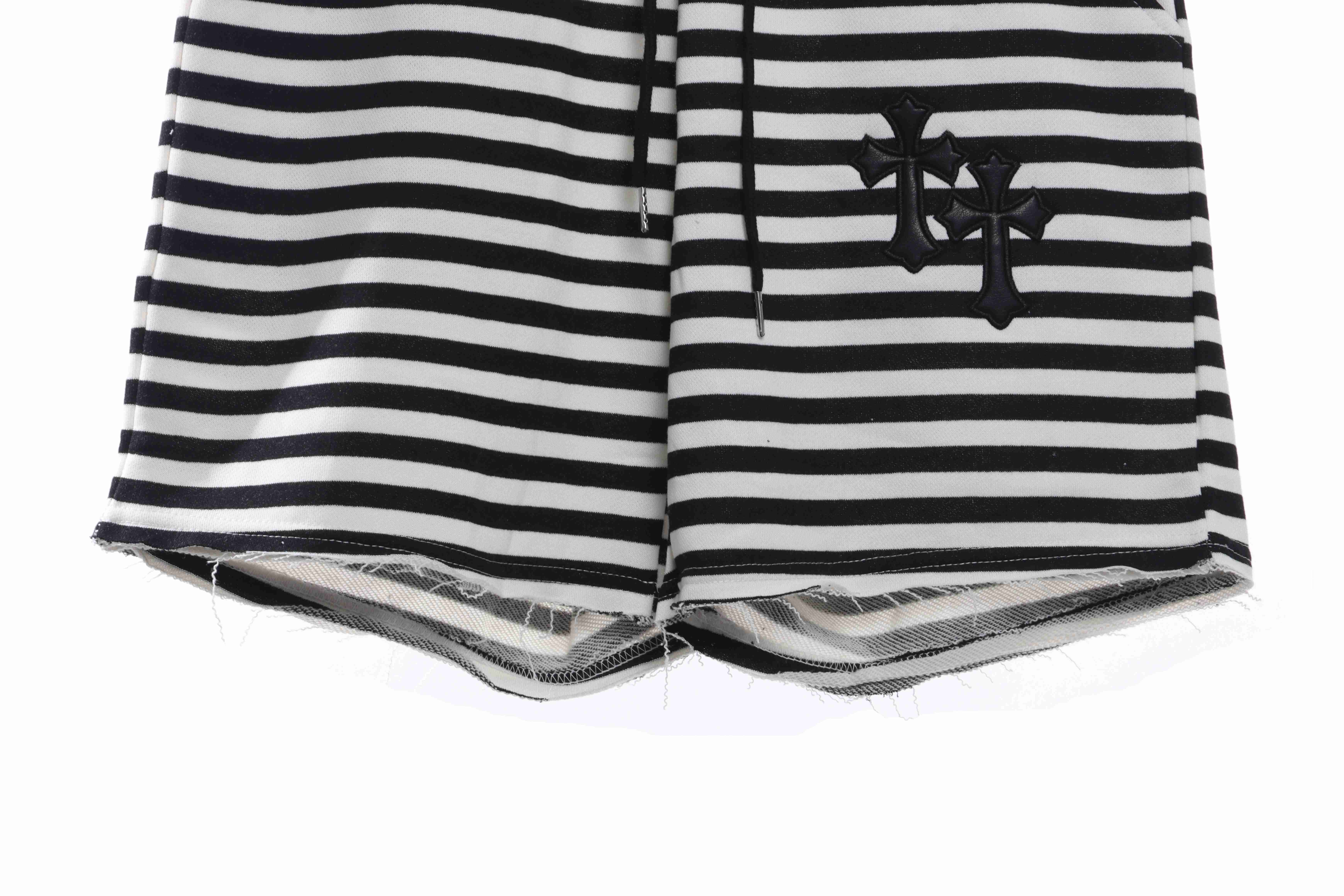 Chrome Hearts black and white striped cross shorts