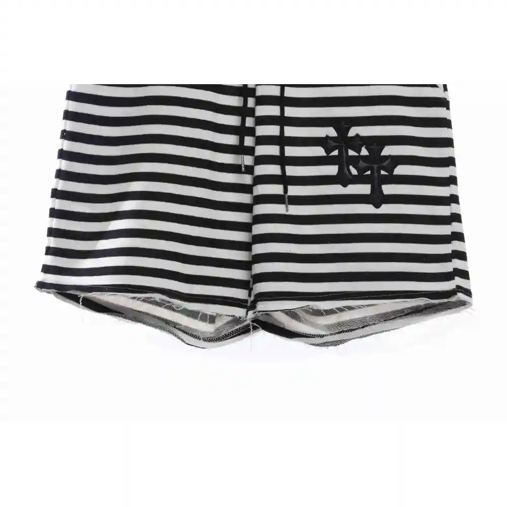 Chrome Hearts black and white striped cross shorts