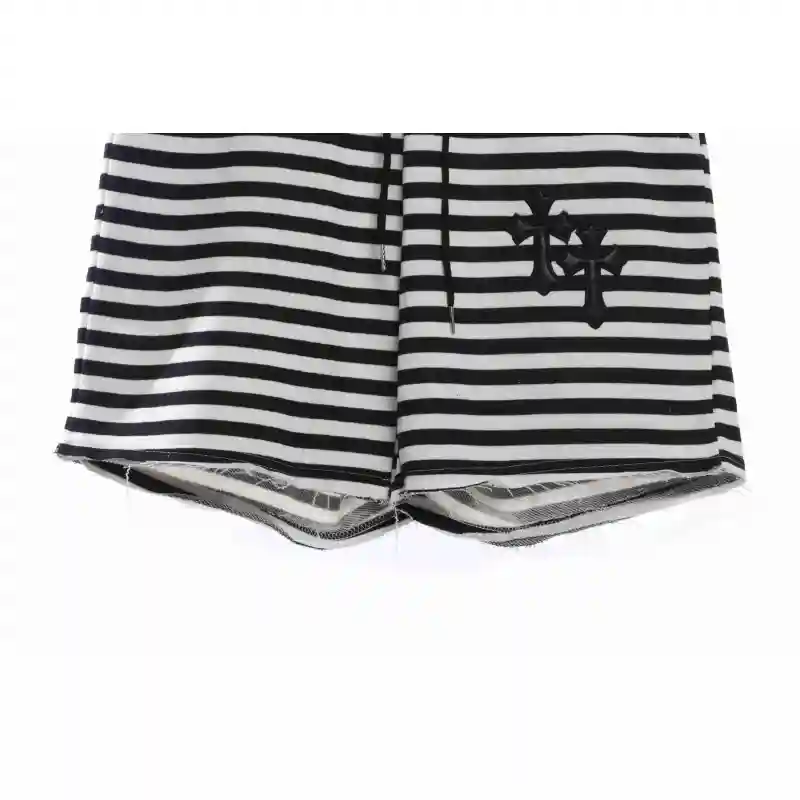 Chrome Hearts black and white striped cross shorts