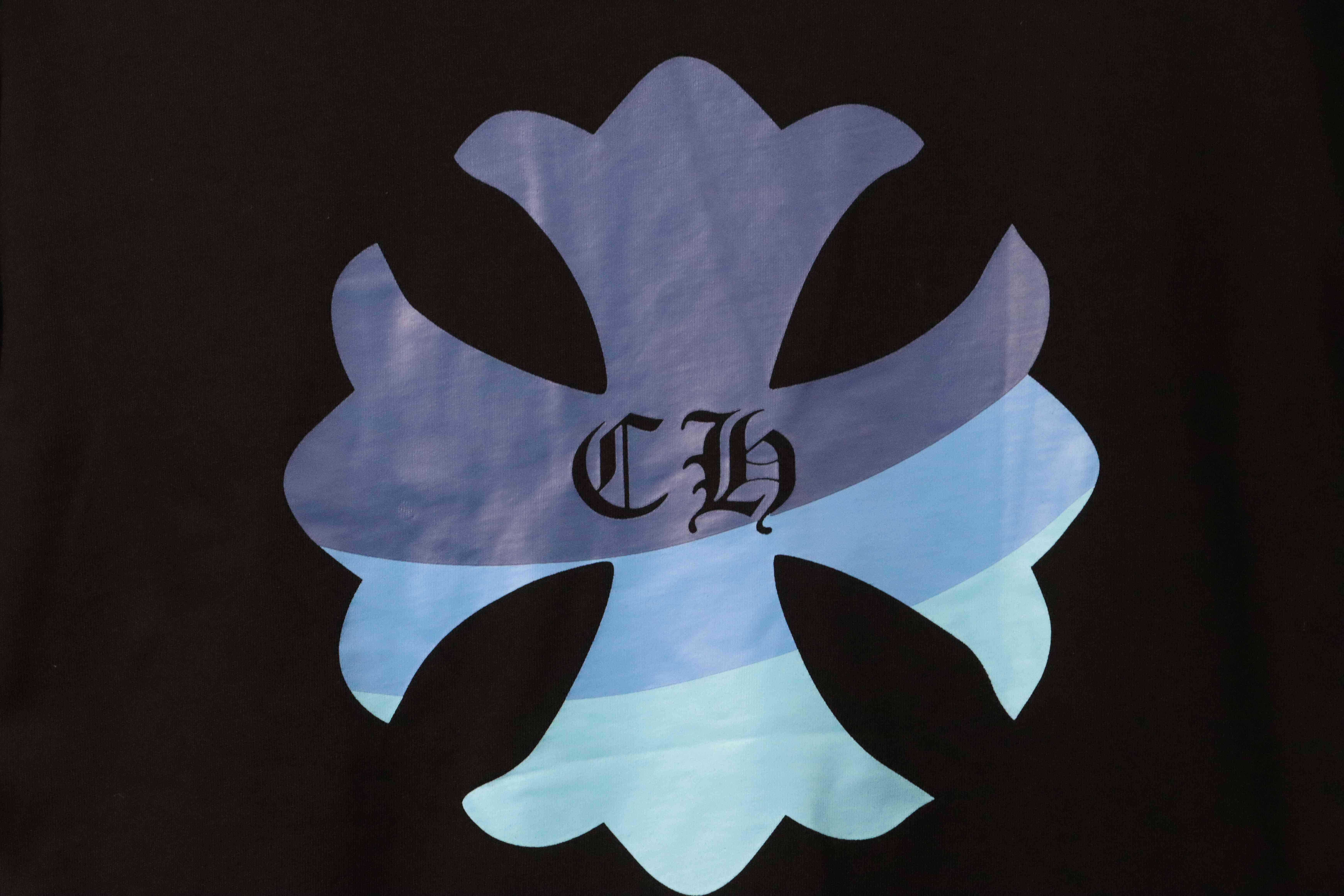 Chrome Hearts Blue Pocket Sanskrit Printed Short Sleeve Black